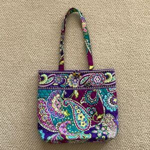 Vera Bradley Paisley Toggle Tote Bag Purple Shoulder Handbag Medium Like New